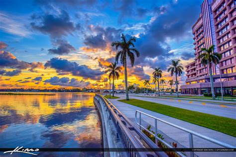 West Palm Beach City Sunrise At Phillips Point Hdr Photography By