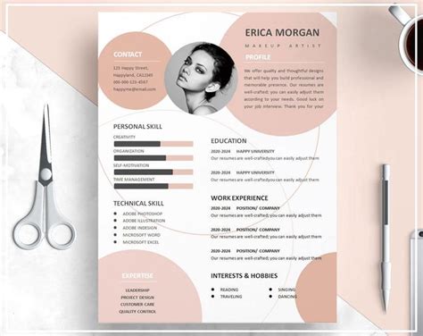 Nude Pink Resume Template Nude Pink CV Template Professional Etsy