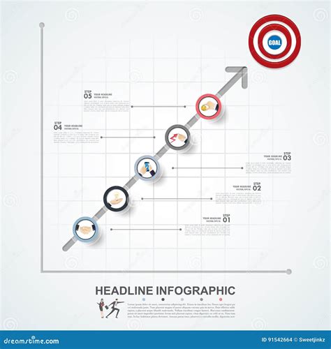 Business Concept Timeline Infograph Template Realistic Paper 5 Stock