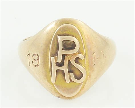 Antique Rosy Gold Class Ring 1914 10k Yellow Gold Phs Etsy Vintage Fine Jewelry Hand