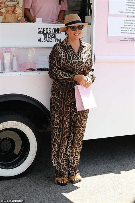 Kris Jenner Sports Leopard Print Jumpsuit For Kylie Skin Pop Up In La
