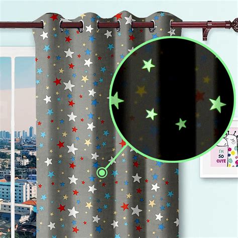 Glow In Dark Curtains Children Kid Bedroom Night Light Eyelet Voile Ebay