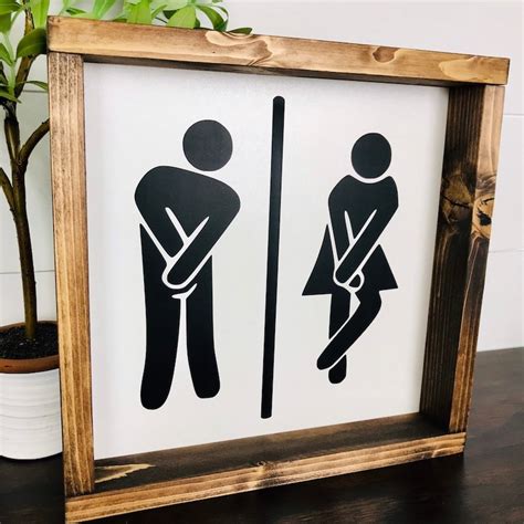 Need To Potty Stick Figures Sign Farmhouse Bathroom Sign Etsy Israel