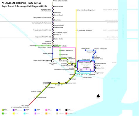 Rail Rapid Transit System Of Miami Metrorail Metro Maps Lines