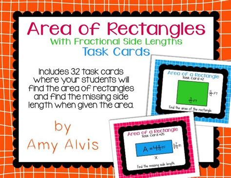 Find the perimeter and area of abcd. Area of Rectangle with Fractional Side Lengths Task Cards ...