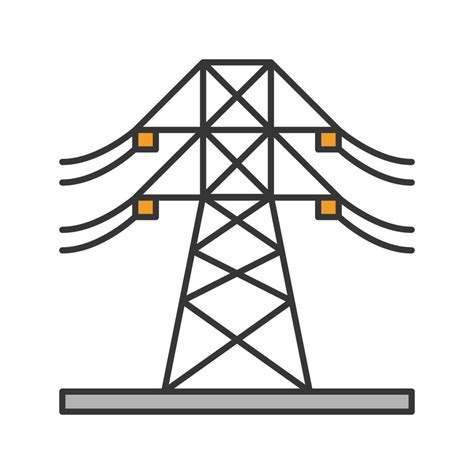 High Voltage Electric Line Color Icon Powerline Electric Power Pylon