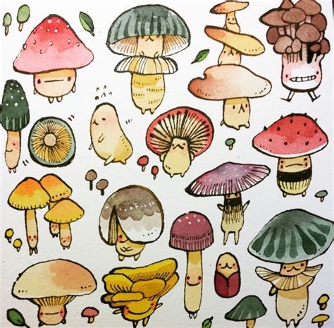 Pin By Laura Haslett On Illustration Mushroom Art Cute Art Drawings