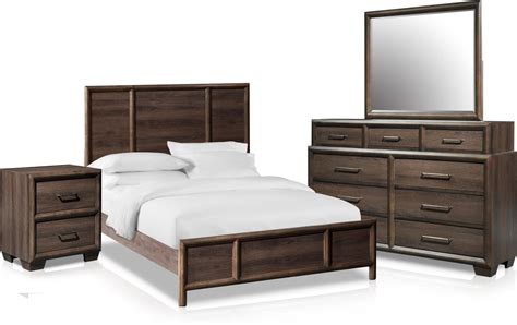 Dakota 6 Piece Panel Bedroom Set With Nightstand Dresser And Mirror