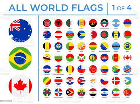World Flags Vector Round Flat Icons Part 1 Of 4 Stock Illustration