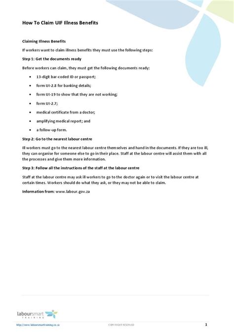 Fixya unpaid volunteers cannot access your personal financial affairs. How To Claim UIF Illness Benefits, Document, Labour Law ...