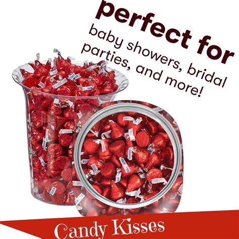 Red Hershey Kisses In A Plastic Candy Jar Container For Favors Etsy