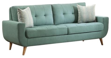 Dimsdale Mid Century Modern Sofa Teal Fabric Midcentury Sofas By