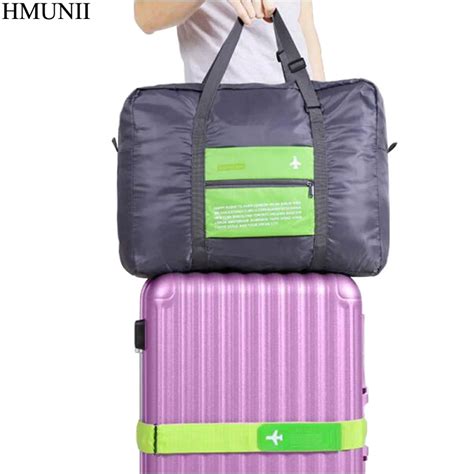 Hmunii Waterproof Travel Bag Large Capacity Bag Women Nylon Folding Bag Unisex Luggage Travel