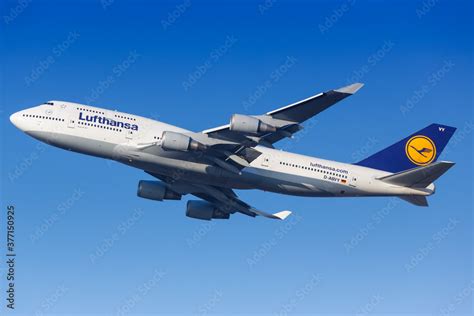 Lufthansa Boeing 747 8 Airplane At Frankfurt Airport Stock Photo