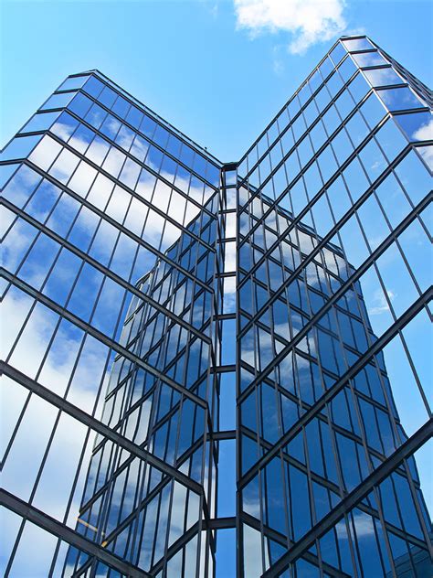 Skyscraper Building Facade Glass Reflection Hd Phone Wallpaper