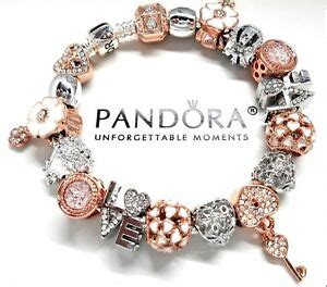Pandora rose gold clasp with silver bangle bracelet 580713/ pandora bracelet, pandora charms, pandora beads, gift. Authentic Pandora Silver Charm Bracelet Rose Gold Key To ...