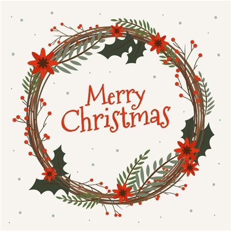 Free Vector Christmas Wreath In Flat Design Carteles De Navidad