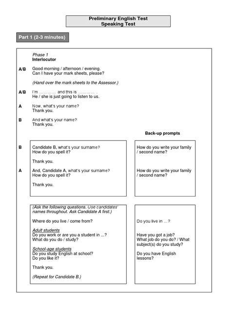 B1 Speaking Test Pdf