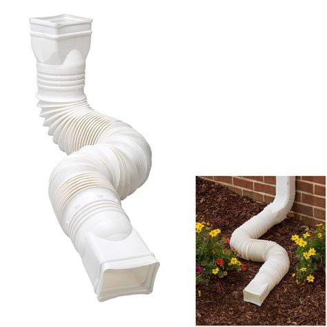 White Flexible Downspout Extension Gutter Connector Rainwater Drainage Get One In