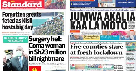 Maybe you would like to learn more about one of these? Kenyan newspaper review for October 2020: 5 counties stare ...