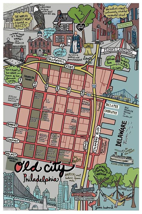 Map Of Old City Philadelphia Philly Neighborhood Map Philly Etsy