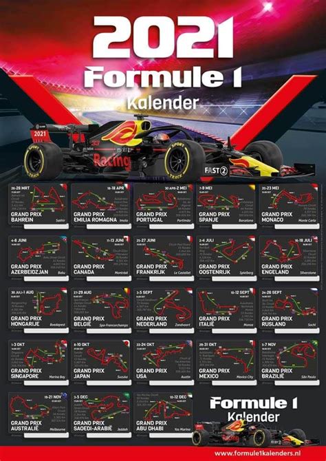 Formula 1 Calendar Sport Posters With Timetables F1