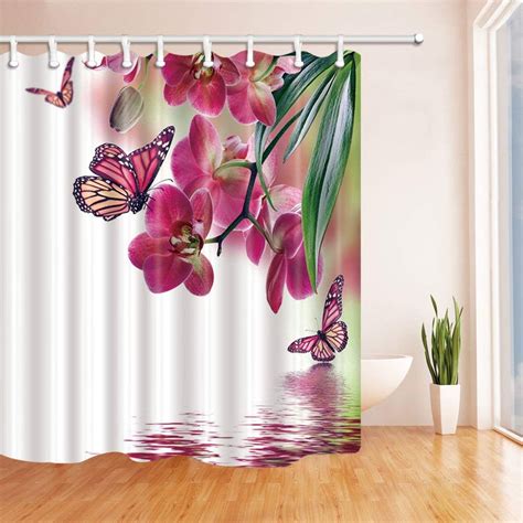 Artjia Butterfly Flying Around On Pink Flower With Leaves Polyester