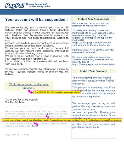 Example 4 Of A Phishing Email Scam Involving Paypal