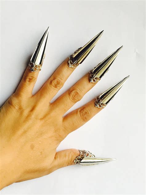 Crystal Clawsnail Tipsnail Guardsclaw Ringsfinger Tipsmetal Nails