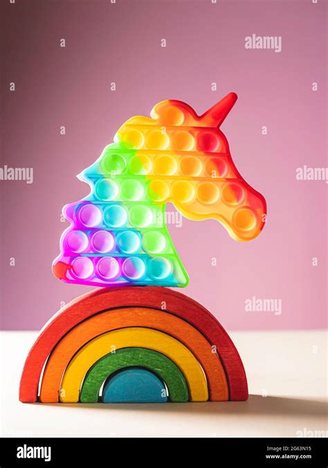Pop It Toy Rainbow Colors In The Form Of A Unicorn Multi Colored