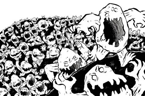 2d Black And White Rock Monster Illustration Monster Illustration