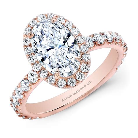 Oval Diamond Halo Engagement Ring In 18k Rose Gold Bridal