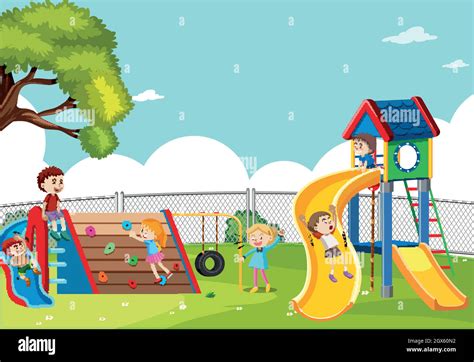 Kids Playing In Playground Scene Stock Vector Image And Art Alamy