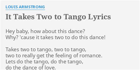 It Takes Two To Tango Lyrics Louis Armstrong Itstakestwo
