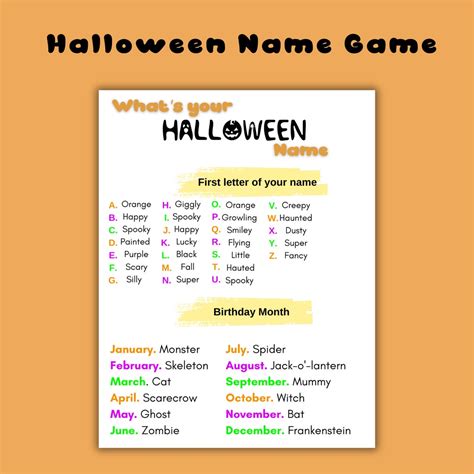 Halloween Name Game Halloween Activities Halloween Party Etsy