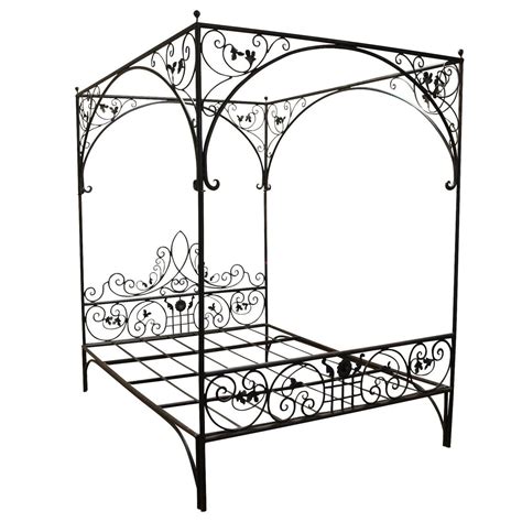 For headboard and footboard with canopy only, and will need a queen size bed frame with clips to attach a headboard and footboard where mattress and. Queen Wrought Iron Vine Canopy Bed | From a unique ...