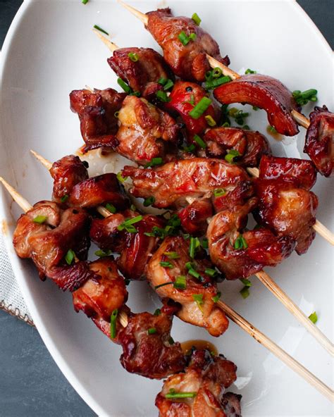 The Greatest Summertime Filipino BBQ Grilled Chicken Skewers Inihaw Na Manok Fork Spoon