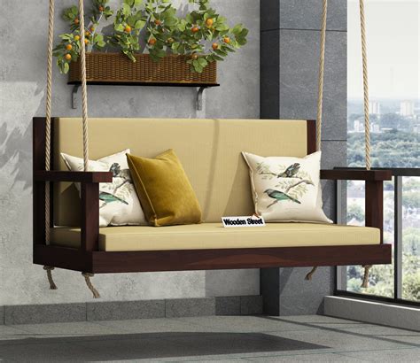 Buy Elite Wooden Swing Chair Walnut Finish Online In India At Best