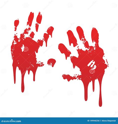 Bloody Hand Print Set Isolated White Background Horror Scary Blood