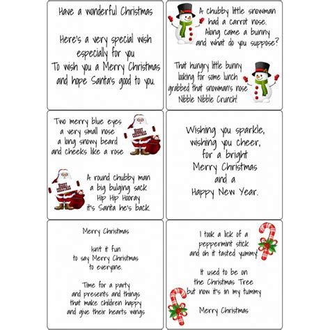 Peel Off Kids Christmas Verses Sticky Verses For Handmade Cards And