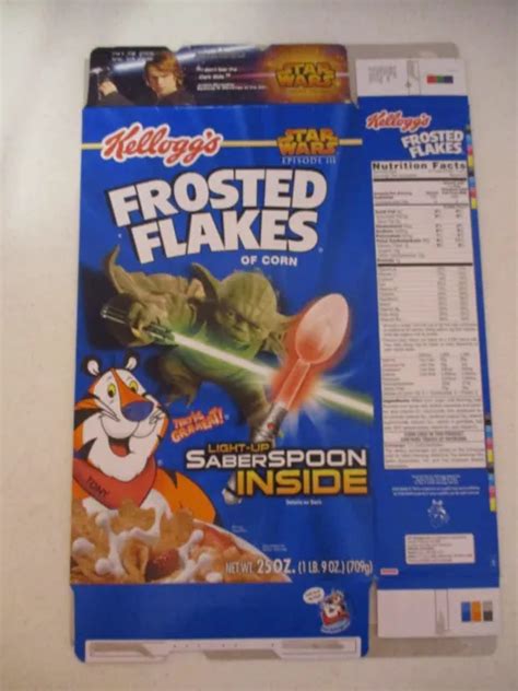 Kelloggs Frosted Flakes Cereal Star Wars Light Up Saberspoon Empty Box