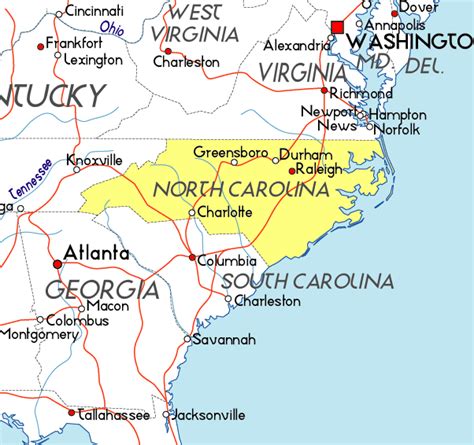 Map Of North Carolina In The Usa