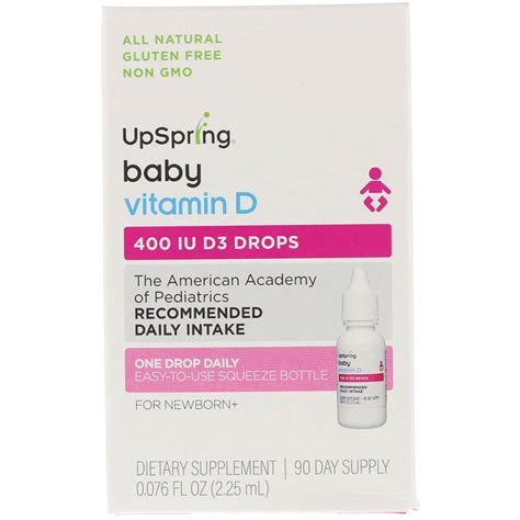 Upspring Vitamin D3 Drops Baby 400 Iu 0076 Fl Oz 225 Ml Iherb