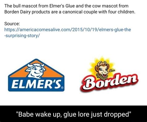 The Bull Mascot From Elmers Glue And The Cow Mascot From Borden Dairy