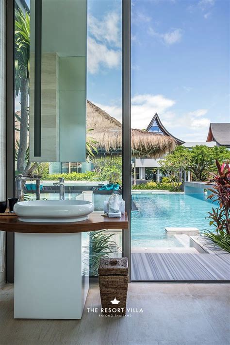 Bathroom With A View At The Resort Villa Luxury Resort In Rayong