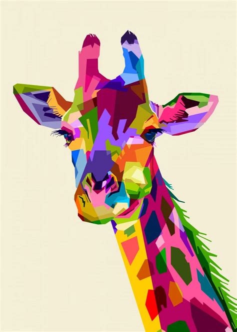 Colorful Giraffe Head Pop Art Poster Print Metal Posters Displate