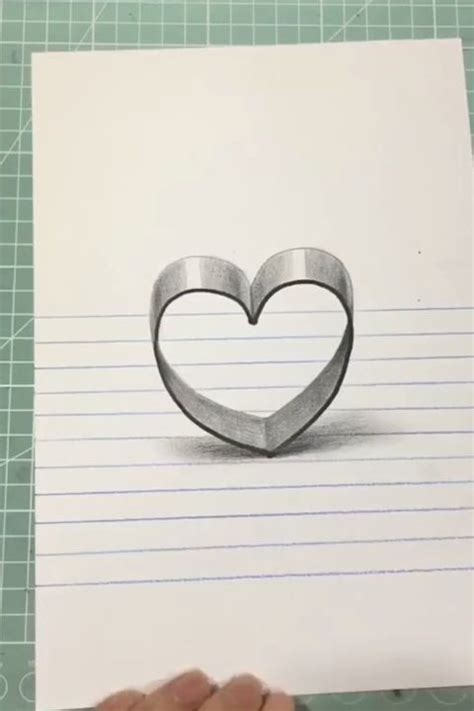 How To Draw A 3d Heart Video Easy Heart Drawings 3d Pencil