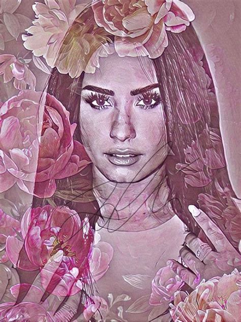 Demi Lovato Flower Painting Drawing Print Wall Art Celebrity Drawings