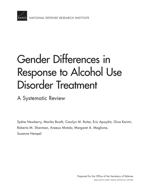 Pdf Gender Differences In Response To Alcohol Use Disorder Treatment
