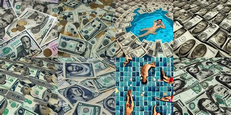 Still Of People Swimming In A Pool Of Dollar Bills And Stable